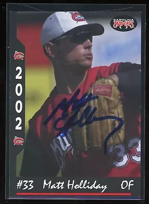 2002 Carolina Mudcats MATT HOLLIDAY Signed Card Autograph AUTO RC ROCKIES • $19.99