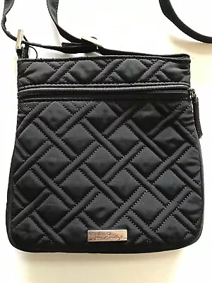 Vera Bradley Zip Hipster Crossbody Bag Solid Black Quilted Cotton Purse • $19.99