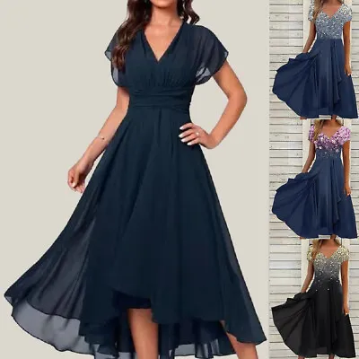 £4.69 • Buy Plus Size Womens Chiffon Party Midi Dress Ladies Evening Cocktail Ball Gown