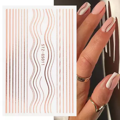 Nail Art Stickers Decals Rose Gold Lace Abstract Lines French Line Manicure NS33 • $2.95