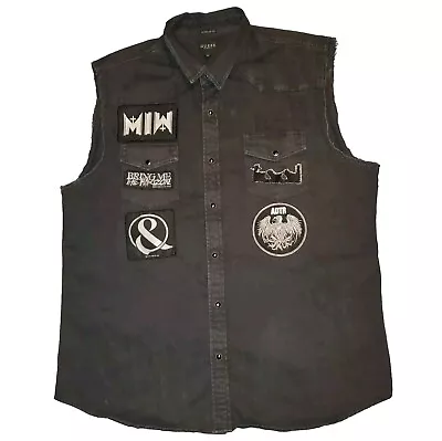 Size XL Mens 2000s Rock Metal Bands Patch Vest TOOL ADTR MIW BFMV OM&M BMTH • $90