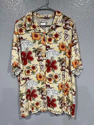 Disney Parks Hawaiian Shirt Yellow Orange All Over Print AOP Mickey Mouse- Large • $30