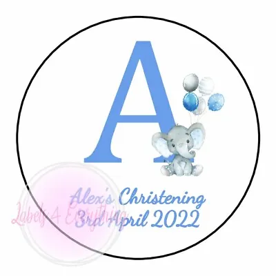 £2.25 • Buy Personalised Christening Initials Boy Blue Sticker Party Thank You Sweet Cone 