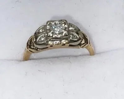 Antique 14K Genuine European Cut Diamond Engagement Ring / Wedding  • $379