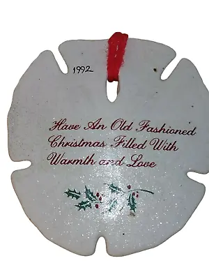 Vintage Shabby  Christmas Mistletoe Sand Dollar Ornament 1992 Beach Nautical  • $8.50