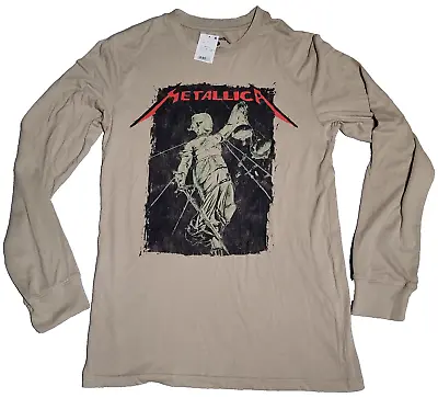 METALLICA AND JUSTICE FOR ALL Men Small Taupe Long Sleeve T-Shirt NEW • $19.99