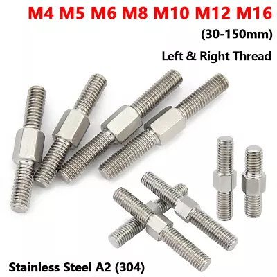 £2.39 • Buy M4-M16 Left & Right Thread Double End Screw Rod Stud Bolt 304 A2 Stainless Steel