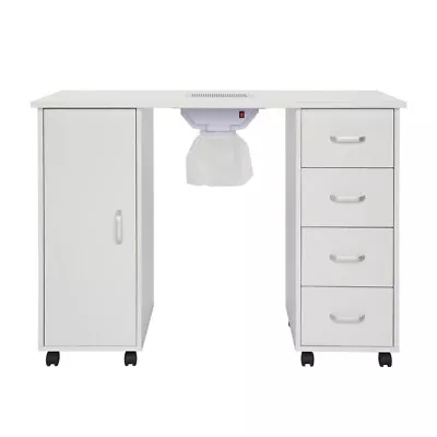 White Nail Table With Fan 4 Drawers Single Door For Manicure Salon • $210.56