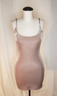 Blanc Little Brown Silky Velvet Mini Bodycon Dress Size Small  • $19.99