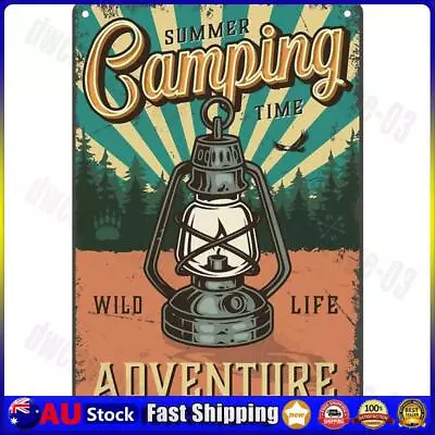 Home Rust Free UV Protected Metal Camping Lamp Sign Vintage Bar Wall Art Poster • $8.41