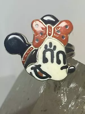 Minnie Mouse Ring Coral Onyx MOP Southwest Sterling Silver Women Girls • $258