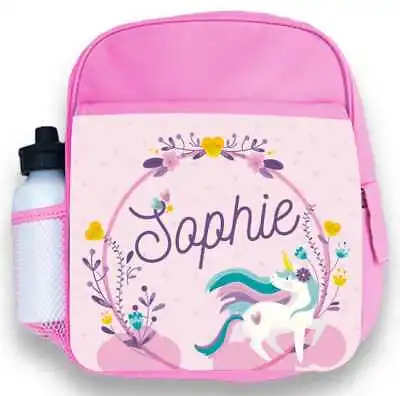 £19.99 • Buy Personalised Kids Backpack Any Name Unicorn Girl Childrens Back To School Bag
