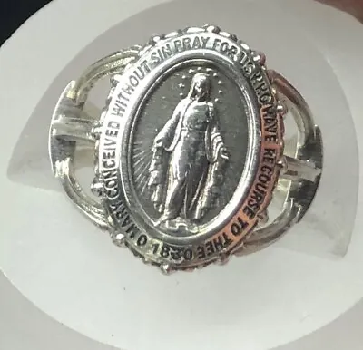 Blessed Virgin Mary Miraculous Ladies Ring Sterling Silver 925 • $84