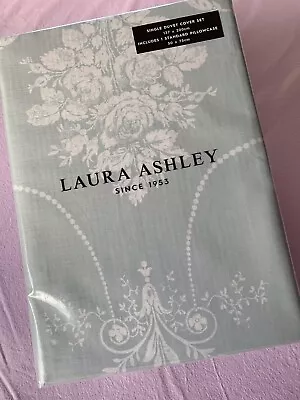 Laura Ashley Josette Duck Egg Cotton Sateen Single Duvet Set New. • £29.50