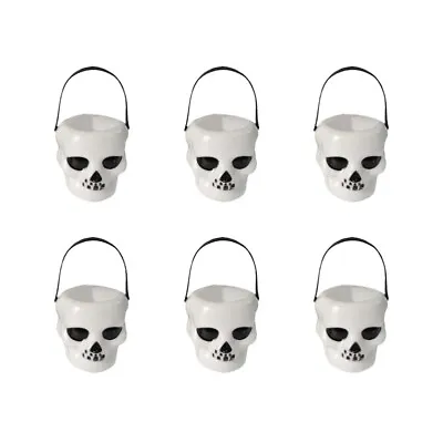  12 Pcs Trick Treat Candy Bucket Tote Purses Halloween Bowl Child Skull • £10.87