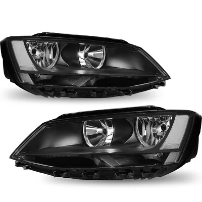 Black Factory Halogen Headlights Left+Right For 2011-2018 Volkswagen Jetta • $110