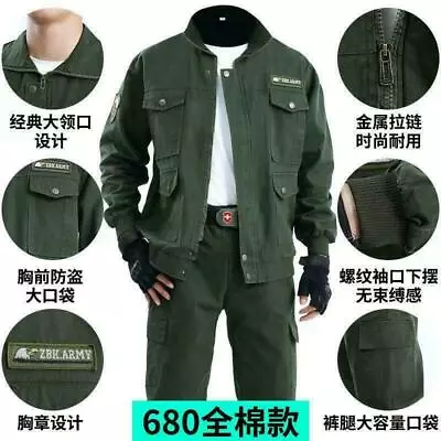 Men Cotton Military Cargo Pants Set Tactical Camouflage Outdoor Work Clothes • $56.70