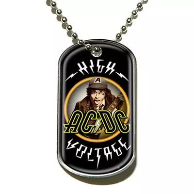 ACDC High Voltage Logo Black Dog Tag Chain Album Cover Official Pendant • £8.95