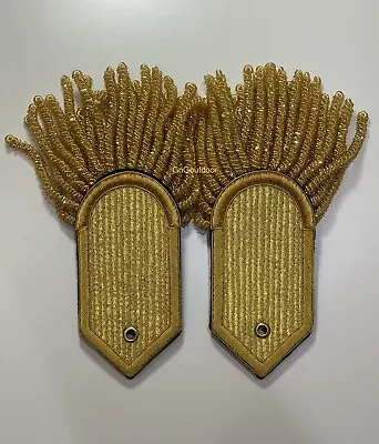 Gold Bullion Shoulder Epaulettes With Heavy Fringe Embroidered Shoulder Board • $74.59