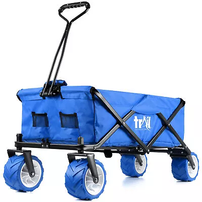 Folding Beach Trolley Camping Cart All Terrain Wheels Festival Garden 60kg Trail • £87.99