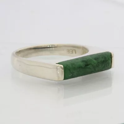 Mawsitsit Green Burmese Maw Sit Sit Gem Unisex Handmade Silver Ring Size 9.25 • $119