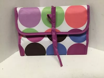 Jewelry Roll Case Wrap Carrier Travel Brown Blue Purple Polkadot Room It Up H2 • $15.99