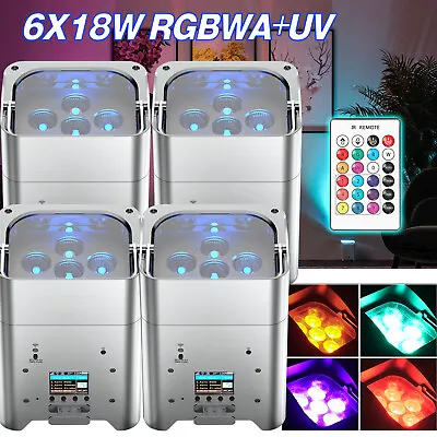 4X RGBWA+UV LED PAR Light Rechargeable Battery DJ Light Wireless APP DMX Control • $119.99