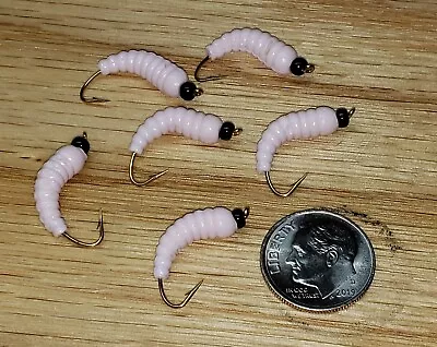 6 - #12  BH Grub Worms Baby Pink  Wet Fly - Trout Crappie Pan Fish  • $15.99