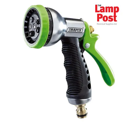 Draper 25342 Garden Watering Hose Spray Gun Aluminium Body Soft Grip 7 Pattern • £12.99