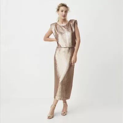 Ryegrass Gold Sequins Midi Dress Mother Of Bride Wedding Guest Formal M • $29.97