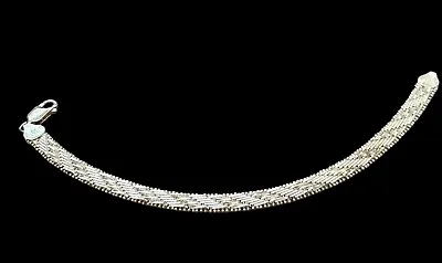 Sterling Silver Bracelet -flat - Made In Italy- 925 Milor- 7.5 - Pretty Design • $24.99