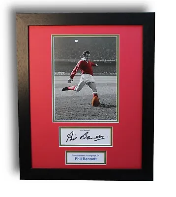 RUGBY Phil Bennett Wales Framed SIGNED Autograph Photo Memorabilia Display COA • £79.99