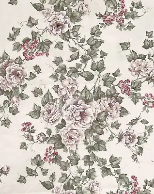 Vintage GLYNDA TURLEY Set~2 Curtains Drapes Panels Ivy Rose Floral 41”x85-1/2” • $46.54