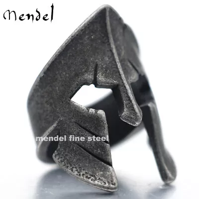 MENDEL Large Mens Cool Stainless Steel Gladiator Spartan Helmet Ring Size 7 8-16 • $13.99