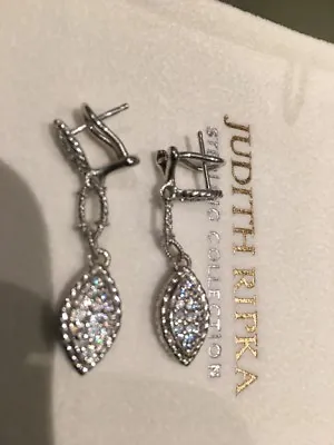 JUDITH RIPKA 925 Sterling Silver Diamonique Marquis Shaped Drop Earrings QVC • £65