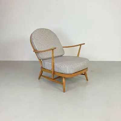 £649 • Buy Ercol Windsor Arm Chair Refurb'd Blonde French Ticking Retro Vintage #3356