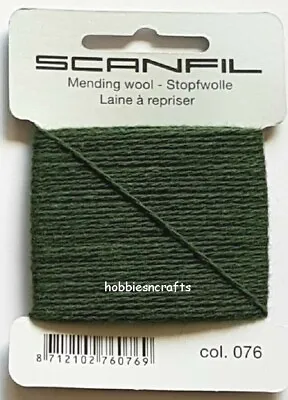 FOREST GREEN Scanfil Thread For Darning & Mending 55% Wool 45% Nylon 15 Metres • £2.05