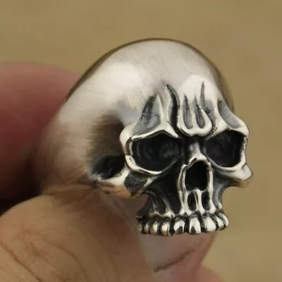 925 Sterling Silver Handmade Skull Ring Mens Biker Rock Punk Ring TA60A US 7~15 • $67
