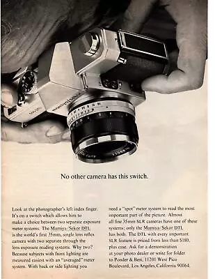 1968 Mamiya Sekor 500 DTL 35mm SLR Camera Ponder & Best Los Angeles CA Print Ad • $9.95