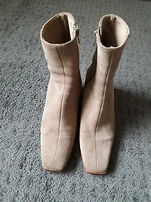 Ladies Beige Suede Mango Ankle Boots Size 3/36 • £8.99