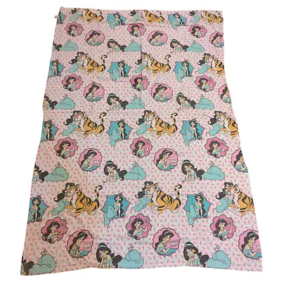 Disney Aladdin Flat Sheet Pink Multi Size 87x57 Princess Jasmine Raja Vintage • $25