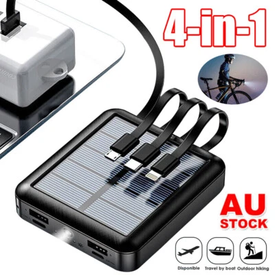 $24.89 • Buy 50000mAh Portable Solar Panel 4 Output Charger Fast Charging Powerbank Battery