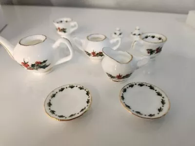 Waldman Mini Tea Set A CUP OF CHRISTMAS TEA 10 Piece Doll House Vintage 1995  • $19.99