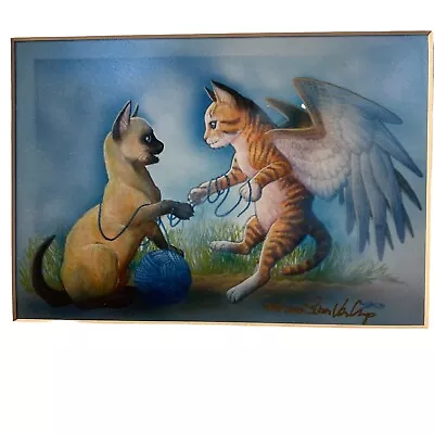 Signed & Numbered Susan Van Camp Lithograph Entanglements Cat Winged Magic Angel • $65