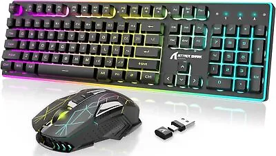 2.4G Wireless RGB Gaming Keyboard&MouseType C/USB Dual Receiver For PS4/PC/PS5 • $25.99