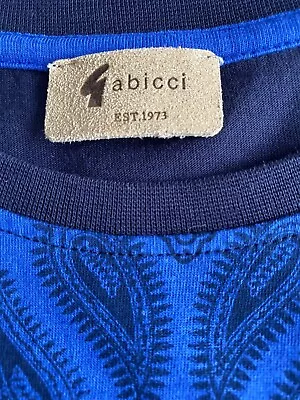 Mens Gabicci T Shirt Cotton Medium Chest 36/38” Blue Patterned Front Navy Back • £15