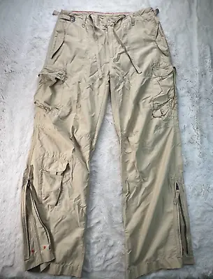 Gap Mens M Beige Parachute Paratrooper Style Lightweight Cargo Pants Leg Zip • $59.88