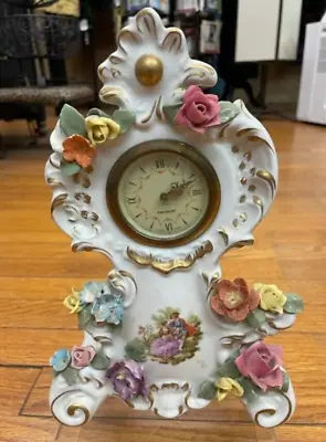 DRESDEN Germany Victorian Porcelain Ceramic Mantel Shelf Clock-REAL BEAUTY! • $150
