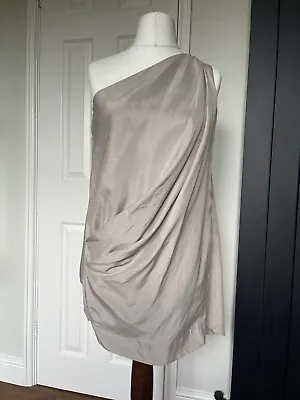 £122.99 • Buy Acne Acne Studios Grey Beige Atlantis Silk Mini Dress Size Small (Acne Size 36)