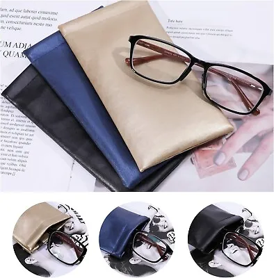 £5.95 • Buy Hifot Leather Eye Glasses Case 3 Pack PU Leather Soft Reading Glasses Pouch Bag
